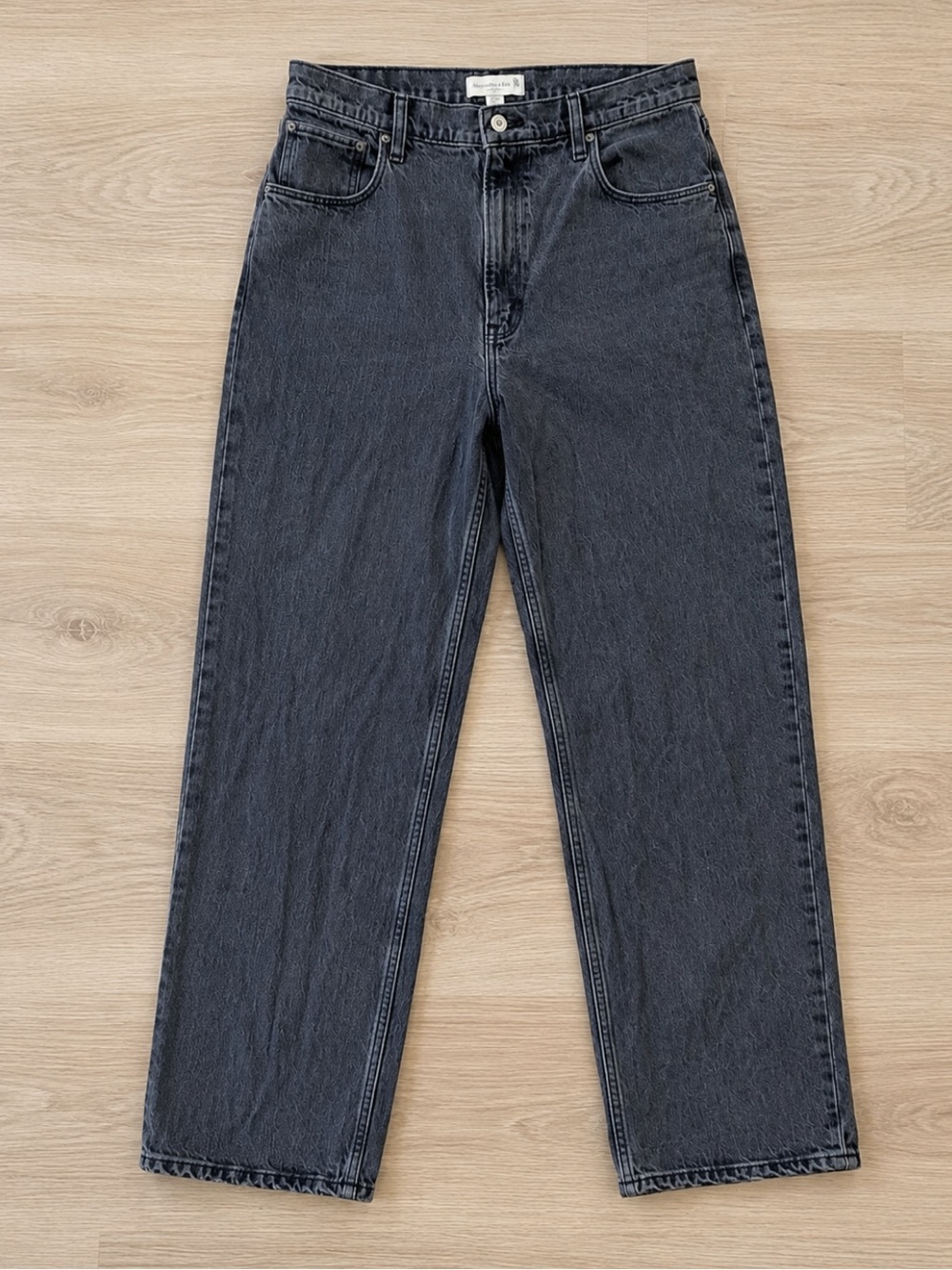 Abercrombie & Fitch Curve Love 90s Straight Jeans 31R Ultra High Rise Black Gray